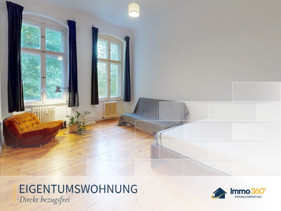 titelbild - Bezugsfreie 1-Zimmer-Altbauwohnung mit Blick ins Grüne am Tempelhofer Feld
