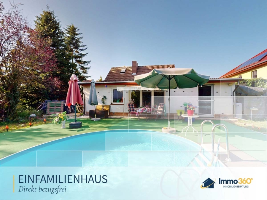 Titelbild - Bezugsfreies Einfamilienhaus mit großem Garten, Süd-Terrasse & Pool